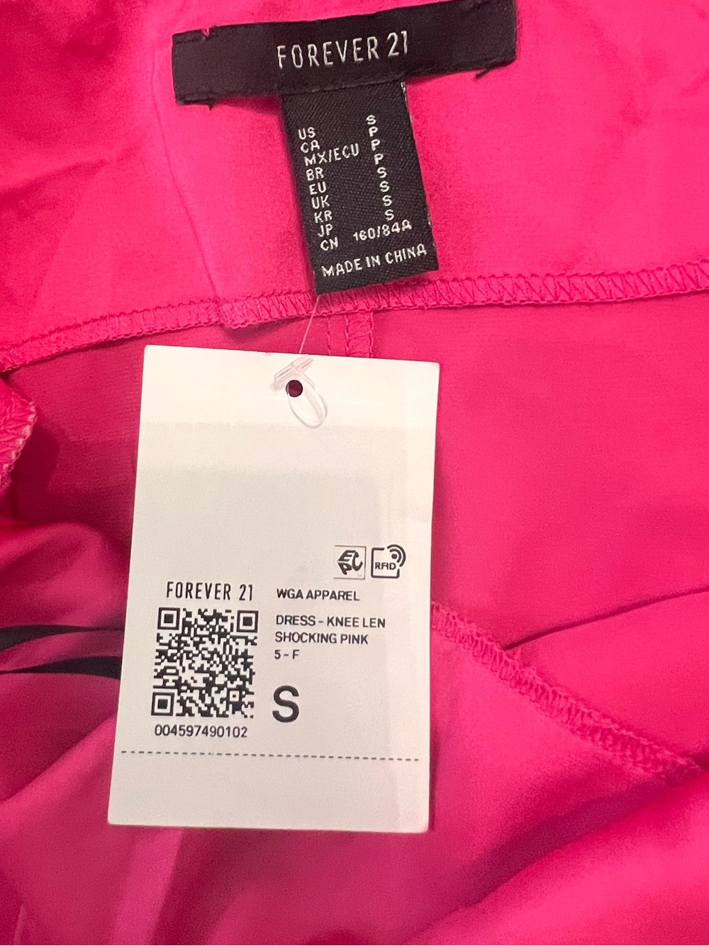 Forever 21 Pink Satin Cowl Neck Slip Dress Side Slit Midi S NWT chic vibrant - Picture 3 of 9